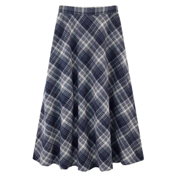 A-vonalú hosszú szoknya kockás mintával, poliészter, őszi-téli szezon