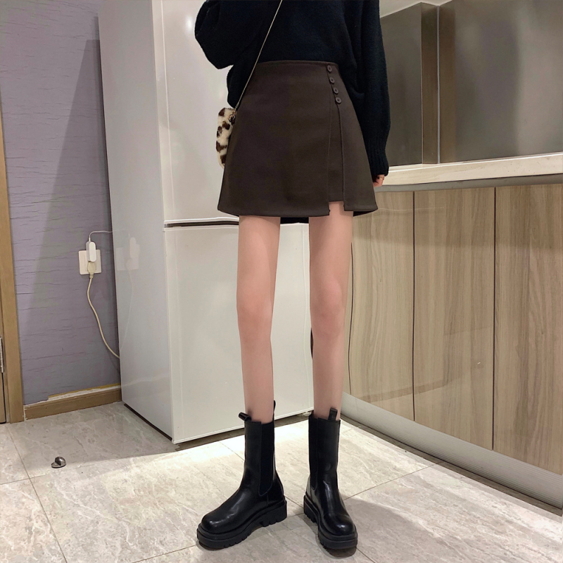 Szoknya, magas derekú, A-vonalú, rövid hasítékkal, téli 2024, gyapjú–poliészter keverék 50-70%