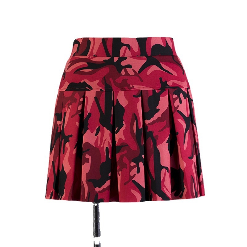 Square dance szoknya, pliszírozott, nyomott minta, poliészter, magas derekú, etnikus stílus