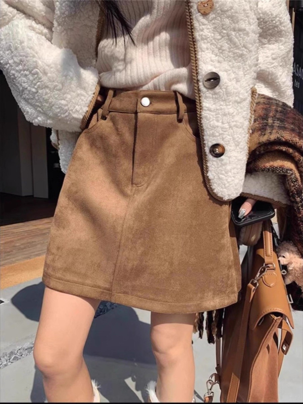 A-vonalú szoknya, poliészter anyag, fő anyag tartalom 30–50%, 2025 ősz, casual japán-koreai stílus