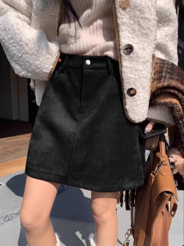 A-vonalú szoknya, poliészter anyag, fő anyag tartalom 30–50%, 2025 ősz, casual japán-koreai stílus