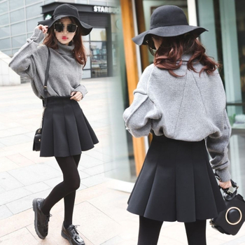 Női puffos szoknya Space cotton anyagból, koreai stílusú plisé, magas derék, tavasz 2025