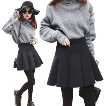 Női puffos szoknya Space cotton anyagból, koreai stílusú plisé, magas derék, tavasz 2025