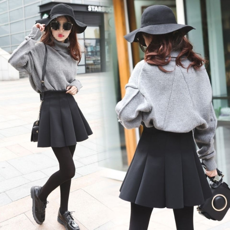 Női puffos szoknya Space cotton anyagból, koreai stílusú plisé, magas derék, tavasz 2025