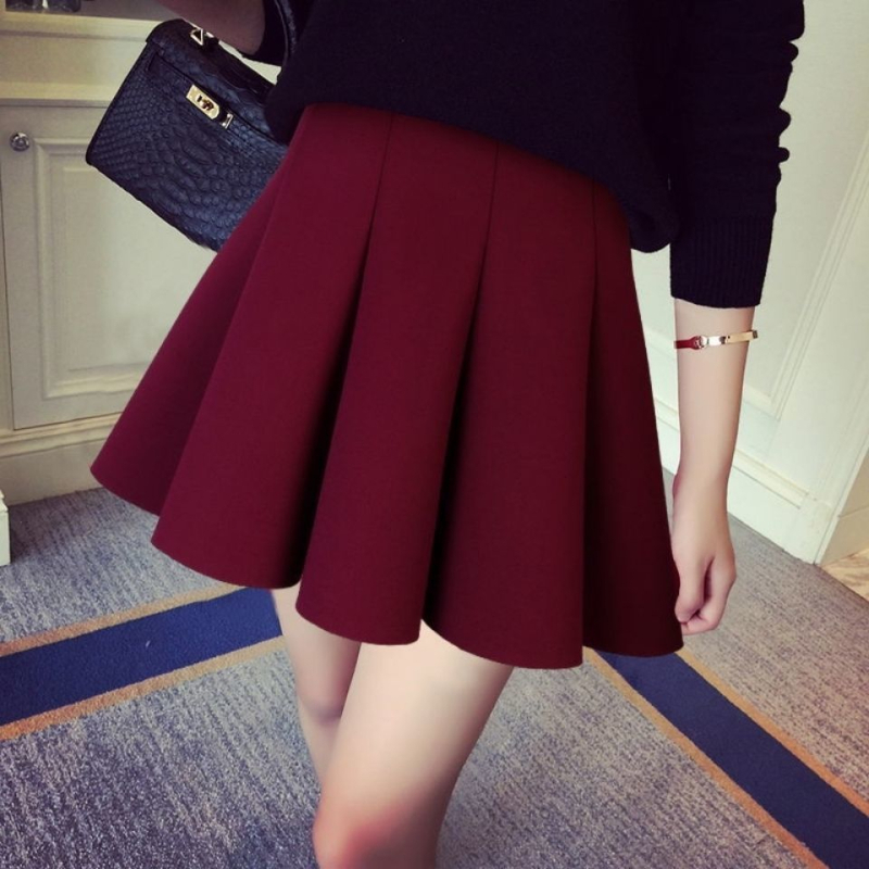 Női puffos szoknya Space cotton anyagból, koreai stílusú plisé, magas derék, tavasz 2025