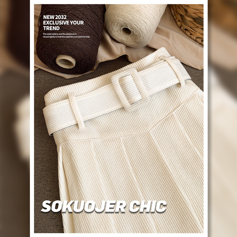 Ženska plisirana mini suknja od korduroja s visokim strukom, korejski stil, jesen-zima, plus veličina