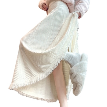 Corduroy kötött puff szoknya középméretű, nylon 50–70%, mikro rugalmasság