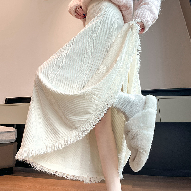 Corduroy kötött puff szoknya középméretű, nylon 50–70%, mikro rugalmasság