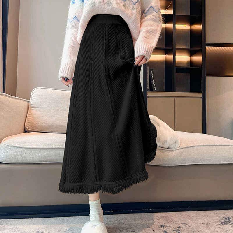 Corduroy kötött puff szoknya középméretű, nylon 50–70%, mikro rugalmasság