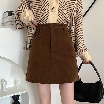 Női A-vonalú magas derekú szoknya, pamutkeverék anyag, mikroelasztikusság, tavasz 2025