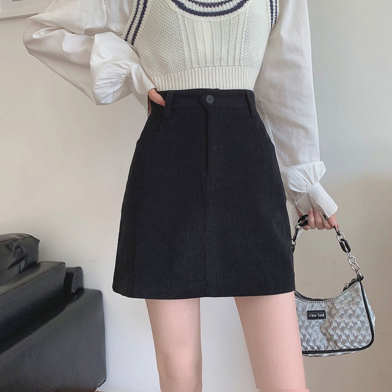 Női A-vonalú magas derekú szoknya, pamutkeverék anyag, mikroelasztikusság, tavasz 2025