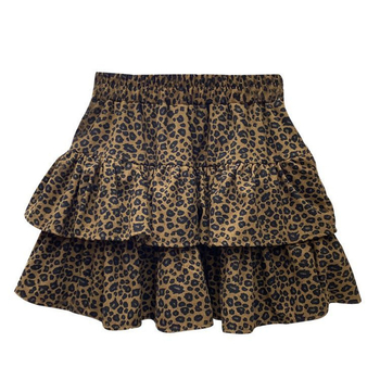 Leopárd mintás torta szoknya, kollázs varrás, poliészter anyag, mikroelasztikus, rövid fazon, 2025 tavasz