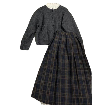 Ženski kostim s suknjom: elegantan uredski stil, duga suknja, dugi rukavi (Model: jednobojni; Duljina rukava: duga; Duljina suknje: duga; Tkanina: poliester s elastanom; Stil: uredski)