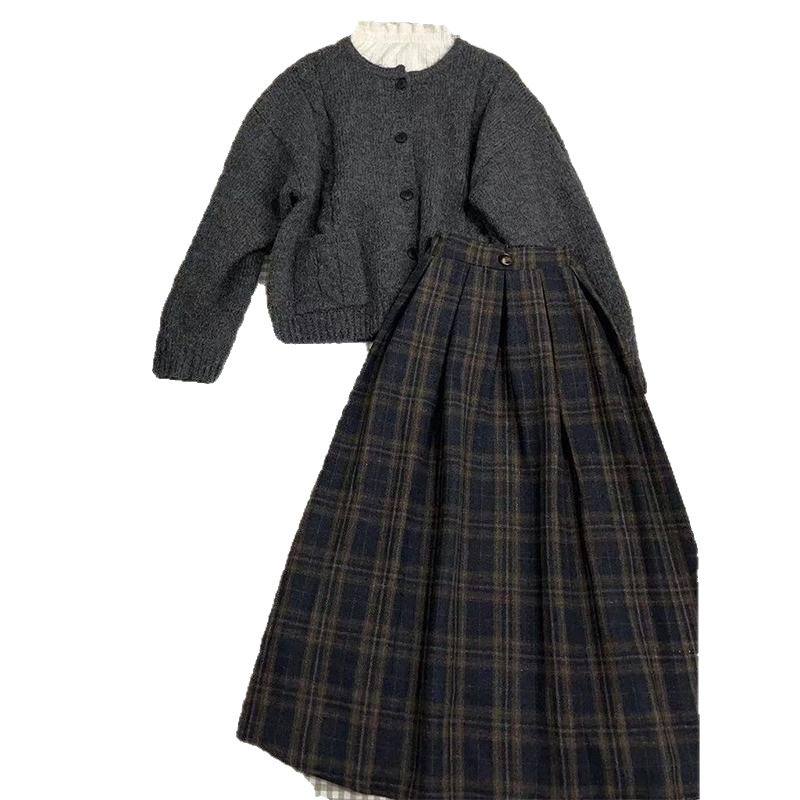 Ženski kostim s suknjom: elegantan uredski stil, duga suknja, dugi rukavi (Model: jednobojni; Duljina rukava: duga; Duljina suknje: duga; Tkanina: poliester s elastanom; Stil: uredski)