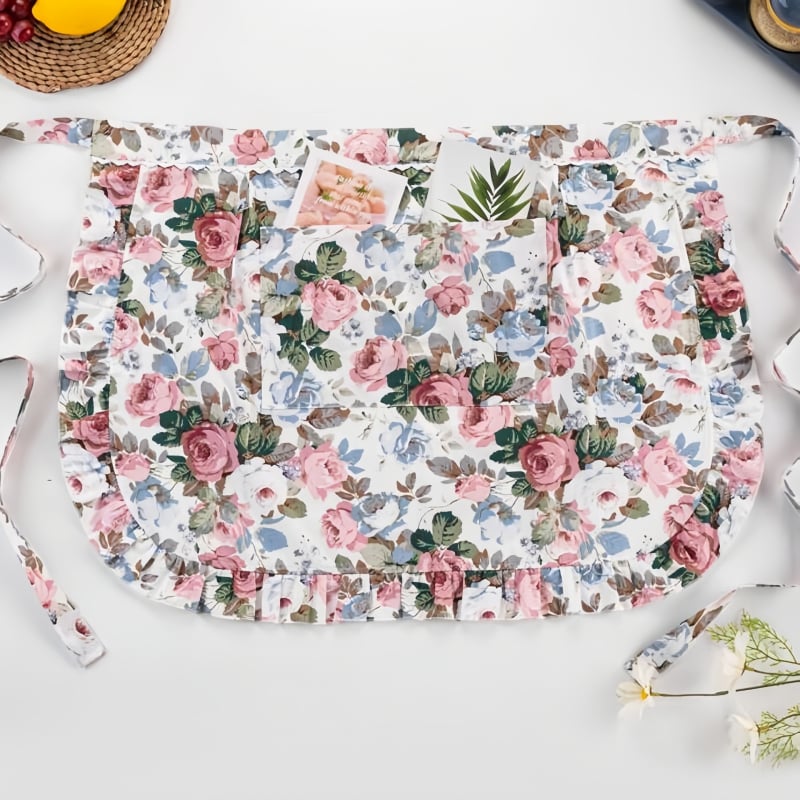 100% pamut kötény, ujjatlan, fél hosszú, dupla rétegű vízálló, háztartási használatra