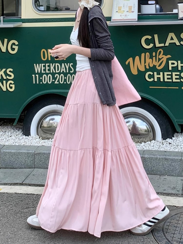 Plus-size bijela midi suknja s kišobran siluetom, plisirana, poliester