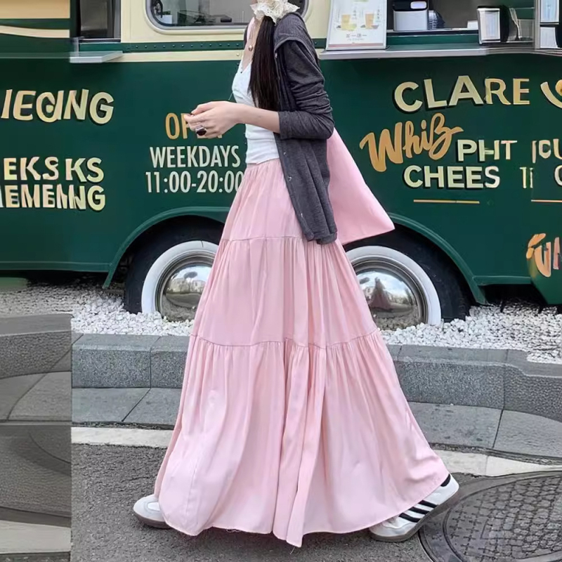 Plus-size bijela midi suknja s kišobran siluetom, plisirana, poliester