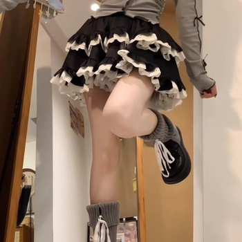 Pufinis sijonas, aukštos juosmens, kordurojo-poliesterio mišinys su nėriniu, aukšta elastingumas, vasara 2025