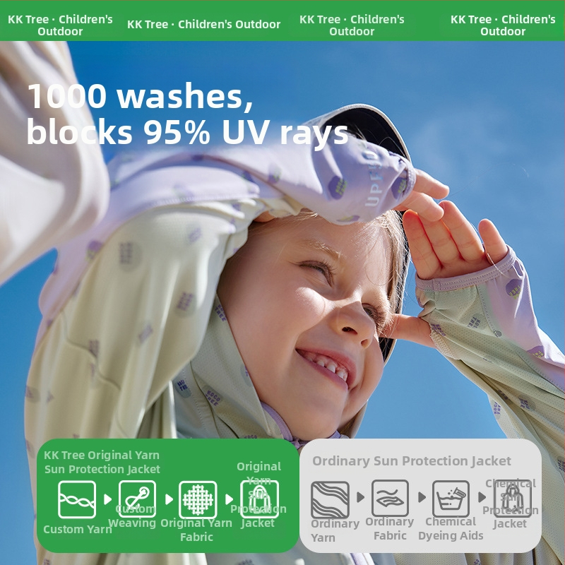 Kocotree bērnu UV aizsardzības jaka ar kapuci, elpojoša, ātri žūst, neilona audums, pavasaris 2024