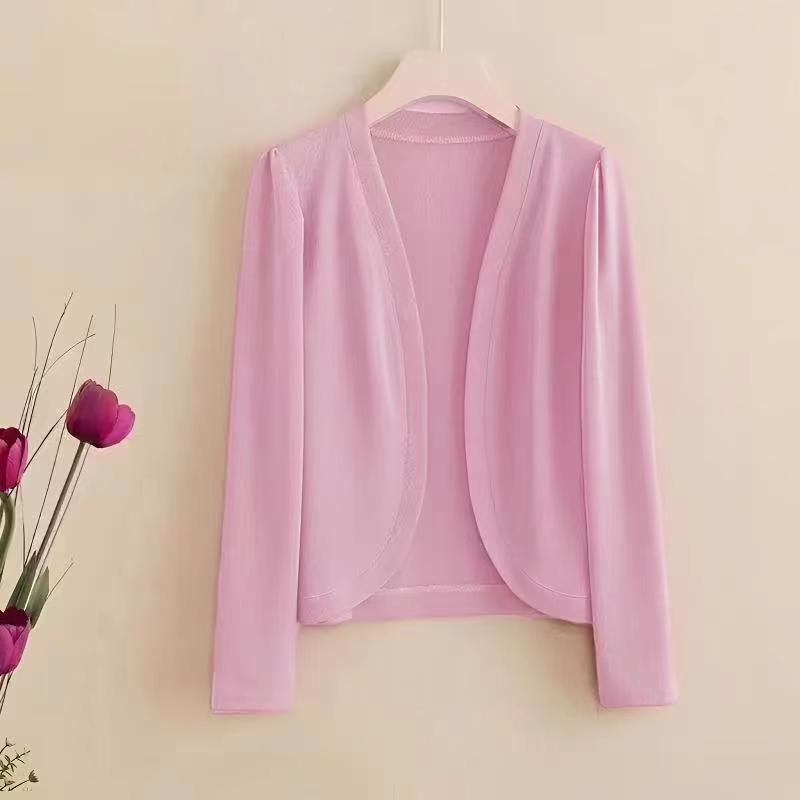 Лек ice silk кардиган за външно облекло, свободна кройка, дълги ръкави, UPF30+ слънцезащита, полиестер 95%+