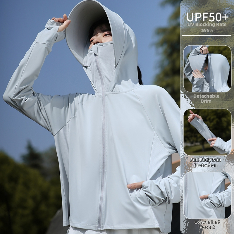 Sieviešu UV aizsardzības vieglā velosipēdu jaka – elpojošs poliestera audums 81-95%, putukaitse, vasara 2025, minimalistiska elegantais stils