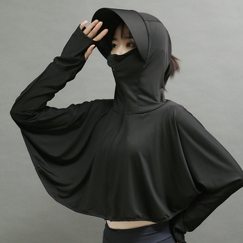 Sieviešu UV aizsargājoša kapucēta saules aizsardzības tops, elpojošs, ātri žūstošs, Ice Silk audums