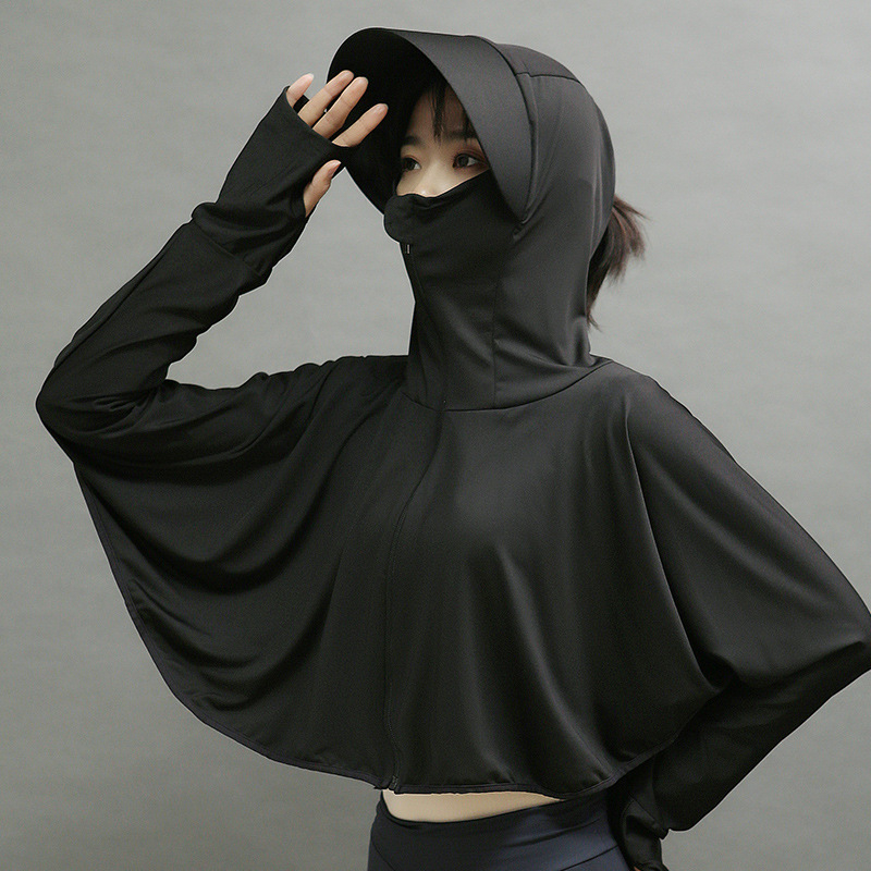 Sieviešu UV aizsargājoša kapucēta saules aizsardzības tops, elpojošs, ātri žūstošs, Ice Silk audums