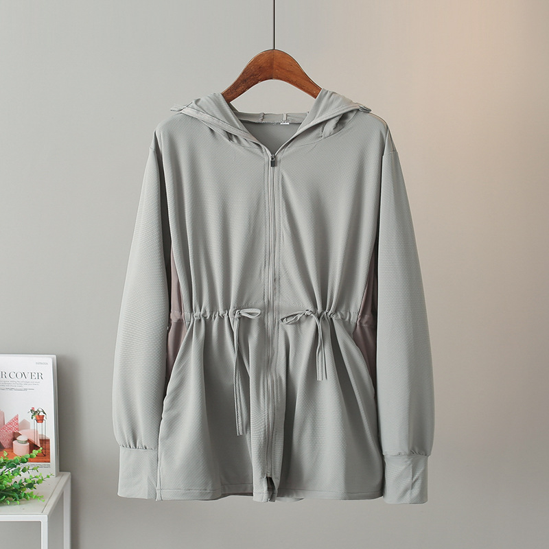 Sieviešu Ice Silk UV aizsardzības velosipēdu jaka, elpojoša, gara saules aizsardzība, vidējā garuma