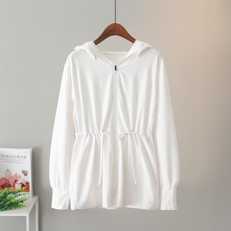 Sieviešu Ice Silk UV aizsardzības velosipēdu jaka, elpojoša, gara saules aizsardzība, vidējā garuma