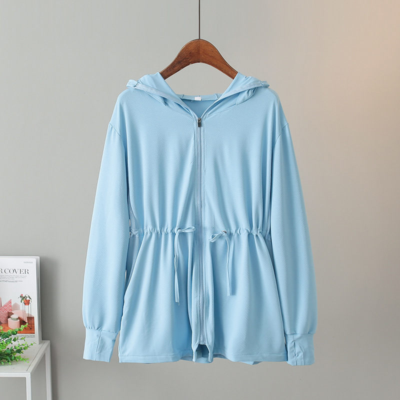 Sieviešu Ice Silk UV aizsardzības velosipēdu jaka, elpojoša, gara saules aizsardzība, vidējā garuma