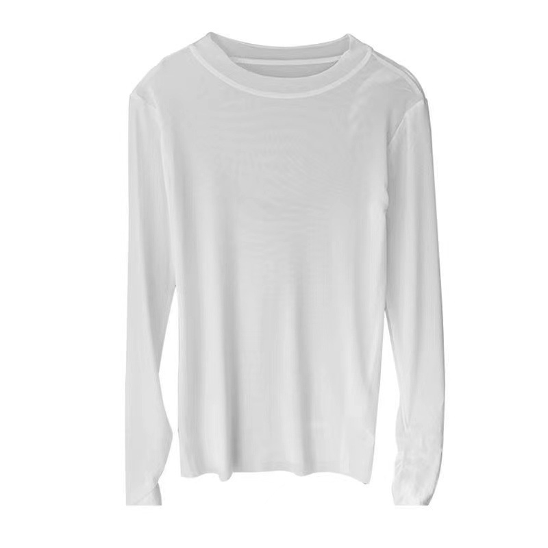 Топ с UV защита от Ice Silk Mesh, дълъг ръкав, тънък пуловер, полиестров-спандекс смес