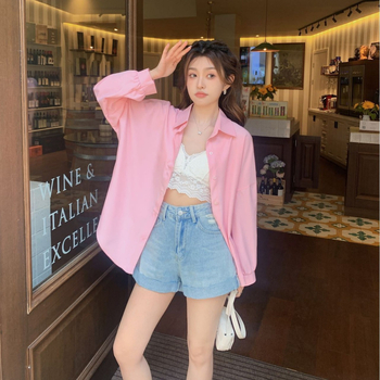 Chiffon UV zaštitna cardigan bluza, srednje dužine, svježi i sladak stil, poliester 71-80% (proljeće 2024)