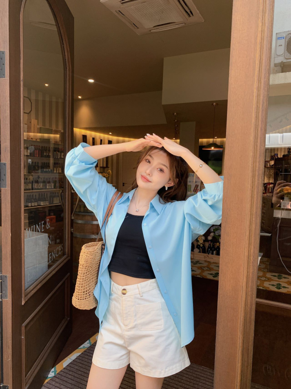 Chiffon UV zaštitna cardigan bluza, srednje dužine, svježi i sladak stil, poliester 71-80% (proljeće 2024)