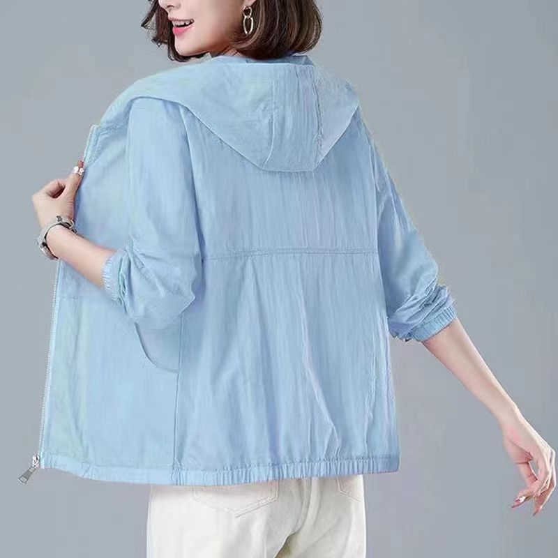 Žensko UV zaštitno jakna s dugim rukavima i kapuljom, lagani najlon (>96%), proljeće 2023