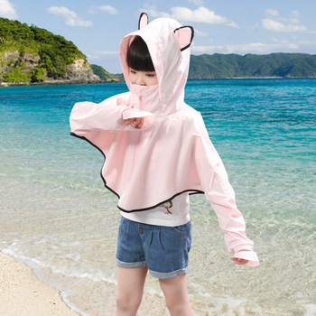 Meitenēm paredzēta Panda raksta šalle-jaka ar saules aizsardzību, poliesters, izšūta