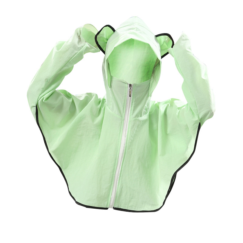 Meitenēm paredzēta Panda raksta šalle-jaka ar saules aizsardzību, poliesters, izšūta