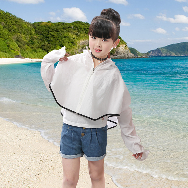 Meitenēm paredzēta Panda raksta šalle-jaka ar saules aizsardzību, poliesters, izšūta