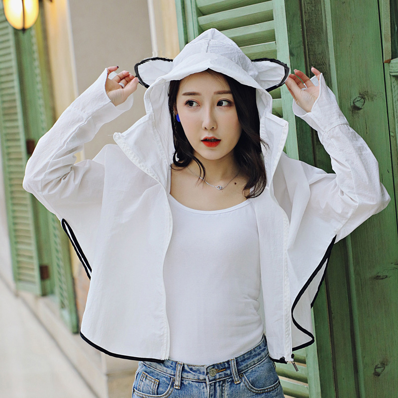 Meitenēm paredzēta Panda raksta šalle-jaka ar saules aizsardzību, poliesters, izšūta