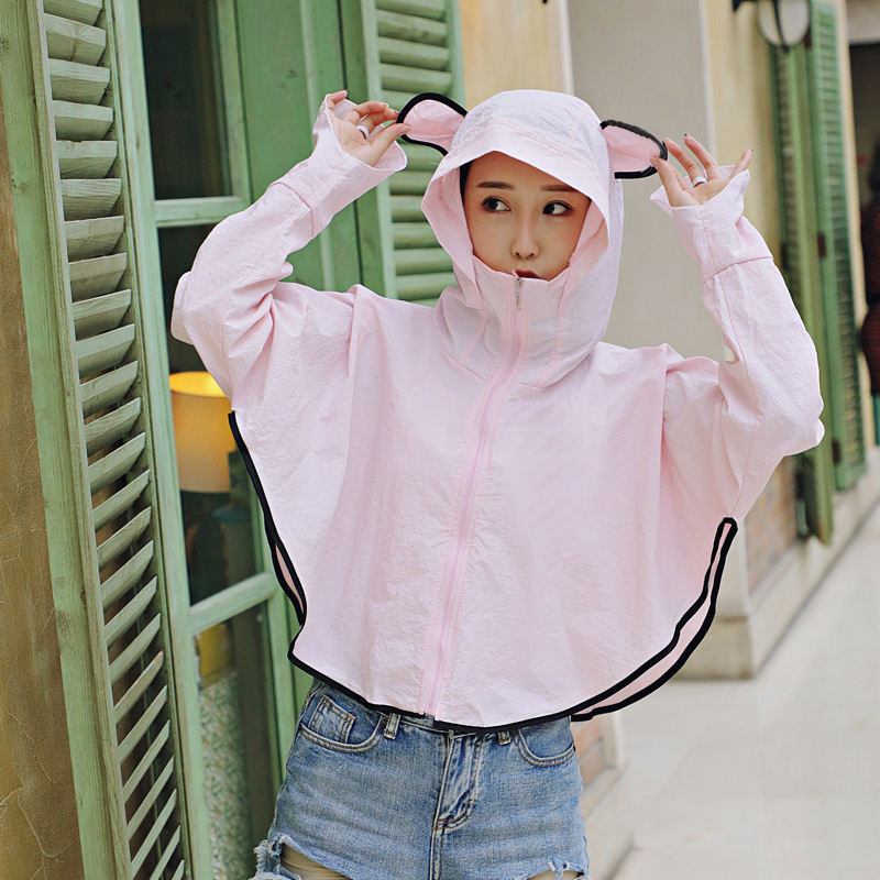 Meitenēm paredzēta Panda raksta šalle-jaka ar saules aizsardzību, poliesters, izšūta