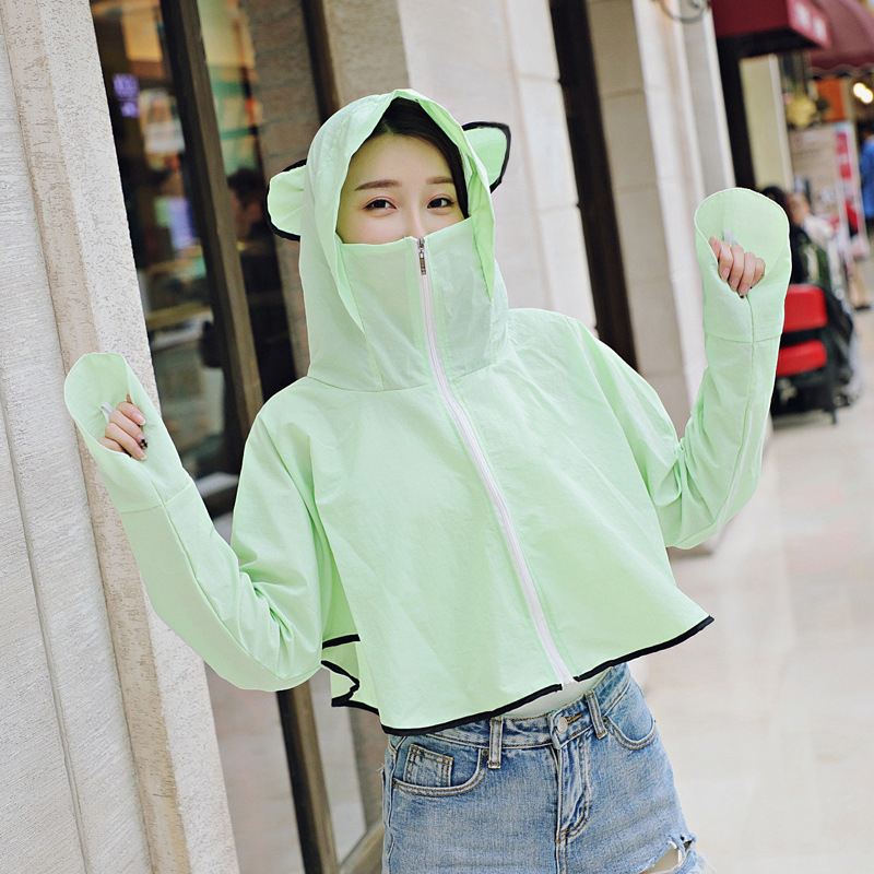 Meitenēm paredzēta Panda raksta šalle-jaka ar saules aizsardzību, poliesters, izšūta