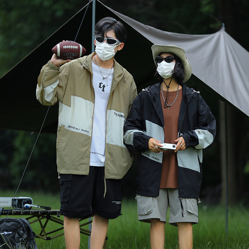 Unisex vanjski windbreaker s UV zaštitom UPF50+, kapuljača, lagani sintetički materijal, ljetni model