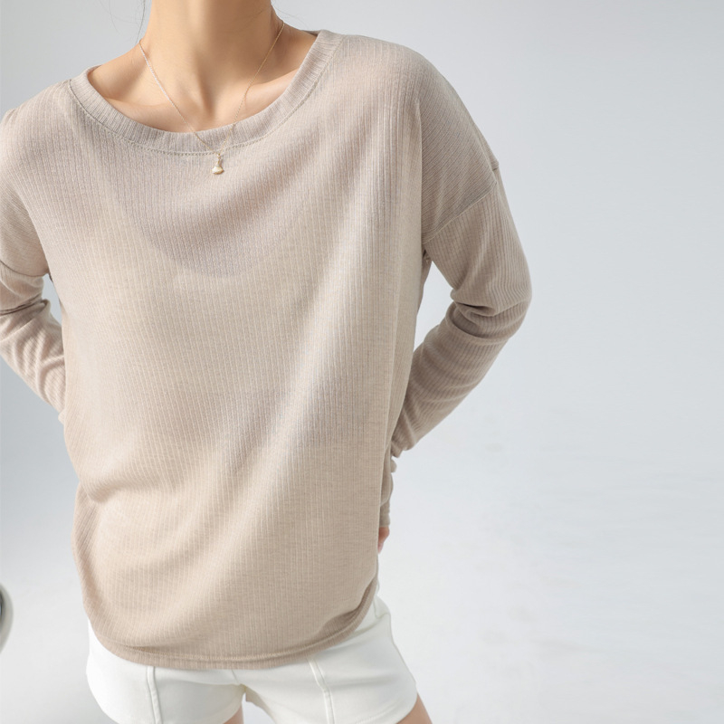 Bijeli ženski top dugih rukava, slobodan kroj, proziran ice-silk materijal, proljetni top za zaštitu od sunca