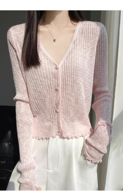 Ženski kardigan od ledenog svile, karirani uzorak, dugi rukavi, duljina 50–65 cm, zatvaranje jednim gumbom