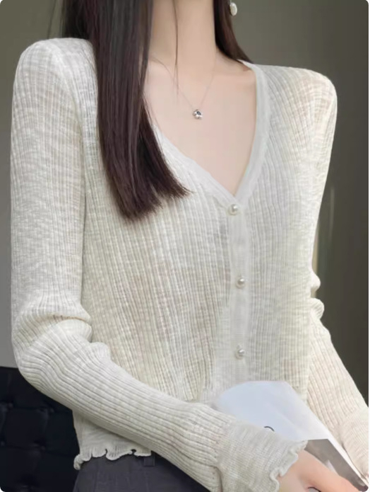 Ženski kardigan od ledenog svile, karirani uzorak, dugi rukavi, duljina 50–65 cm, zatvaranje jednim gumbom