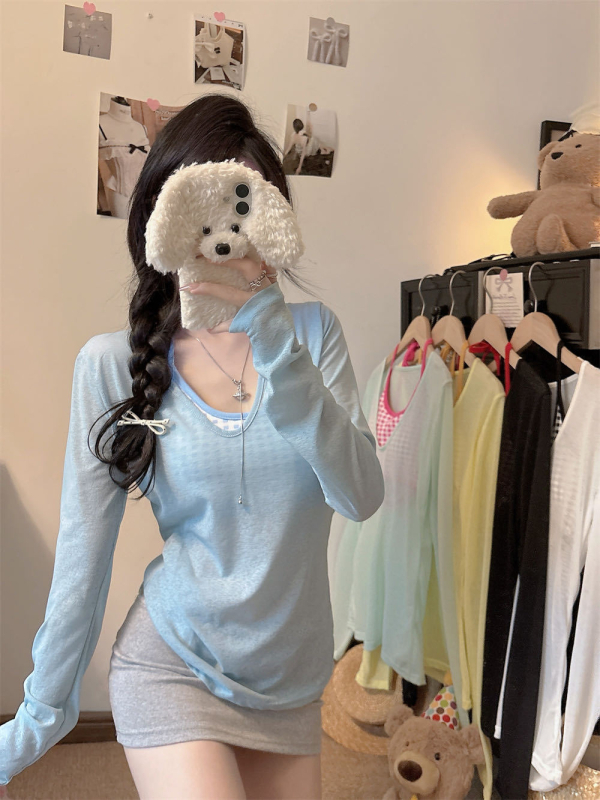 Γυναικείος καλοκαιρινός σετ προστασίας από τον ήλιο – Πολυεστέρας, χαλαρή γραμμή, μακριά μανίκια, μεσαίο μήκος (65-80 cm)