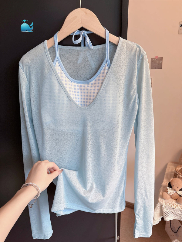 Γυναικείος καλοκαιρινός σετ προστασίας από τον ήλιο – Πολυεστέρας, χαλαρή γραμμή, μακριά μανίκια, μεσαίο μήκος (65-80 cm)