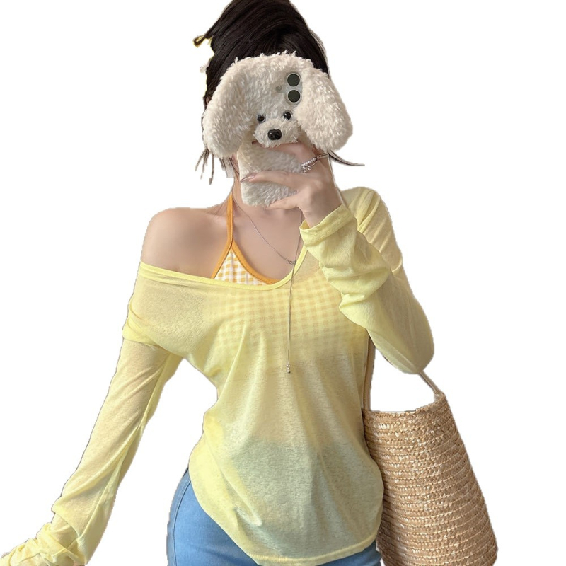 Γυναικείος καλοκαιρινός σετ προστασίας από τον ήλιο – Πολυεστέρας, χαλαρή γραμμή, μακριά μανίκια, μεσαίο μήκος (65-80 cm)