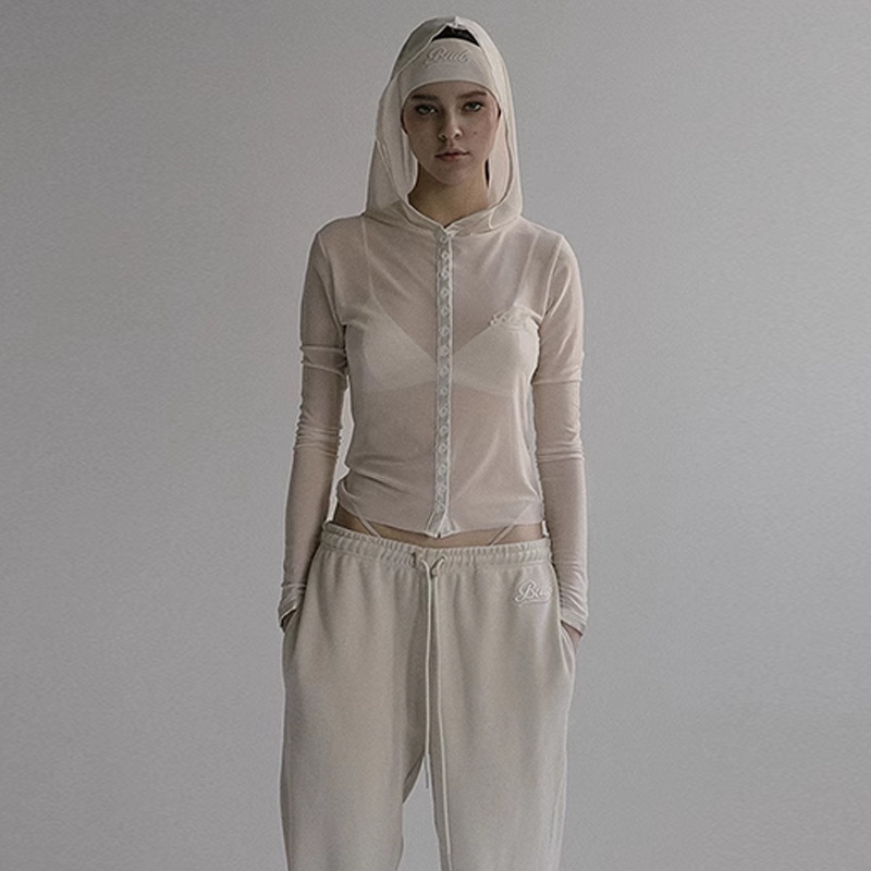 Geacă cu glugă în stil coreean pentru protecția solară, croială slim, lungime obișnuită, mâneci lungi, 80-90% bumbac