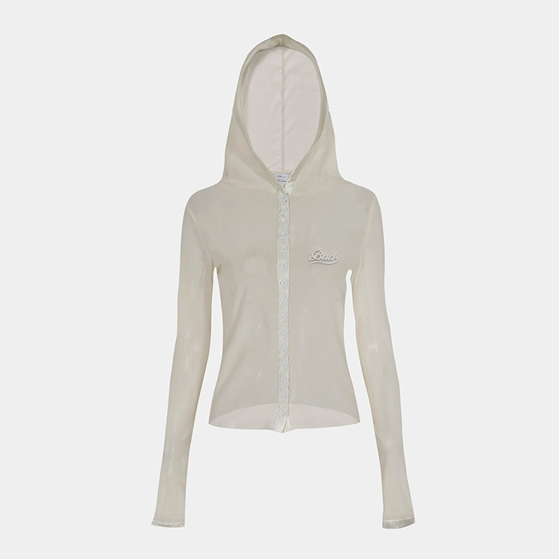 Geacă cu glugă în stil coreean pentru protecția solară, croială slim, lungime obișnuită, mâneci lungi, 80-90% bumbac