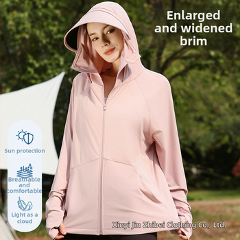 Jachetă cu glugă pentru protecție solară, nailon ușor, respirabil, buzunar mare